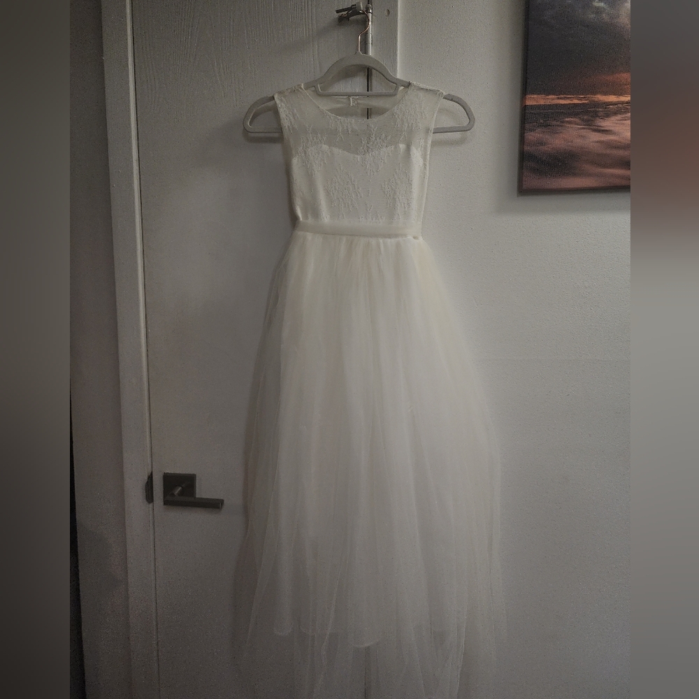Think Pink Bows Toddlers White Tulle Formal Dress